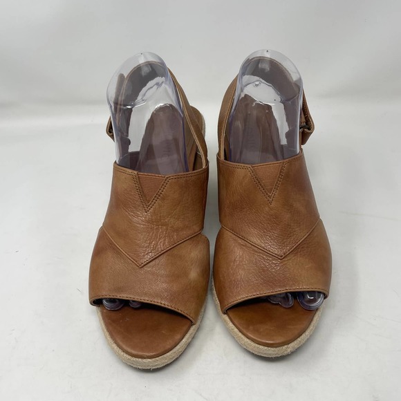 Vionic Brown Toffee Zamar Espadrille Wedge Crossover Leather Sandals Size US 9.5 - Picture 4 of 13
